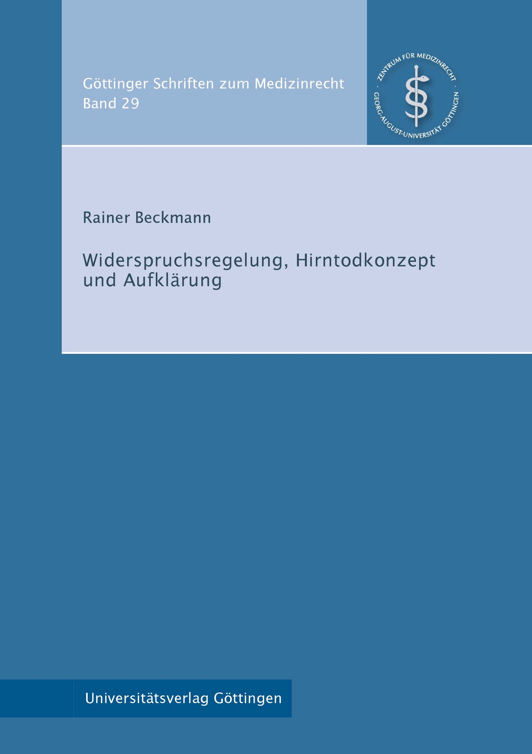 Buch: Widerspruchsregelung, Hirntodkonzept und Aufklärung